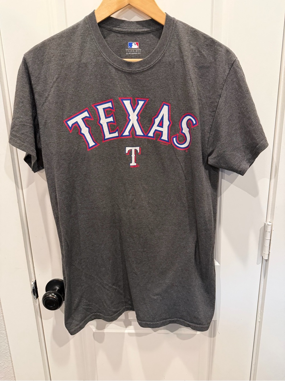 Genuine Merchandise Gray Texas Rangers Logo Tee with Red & Blue Accents